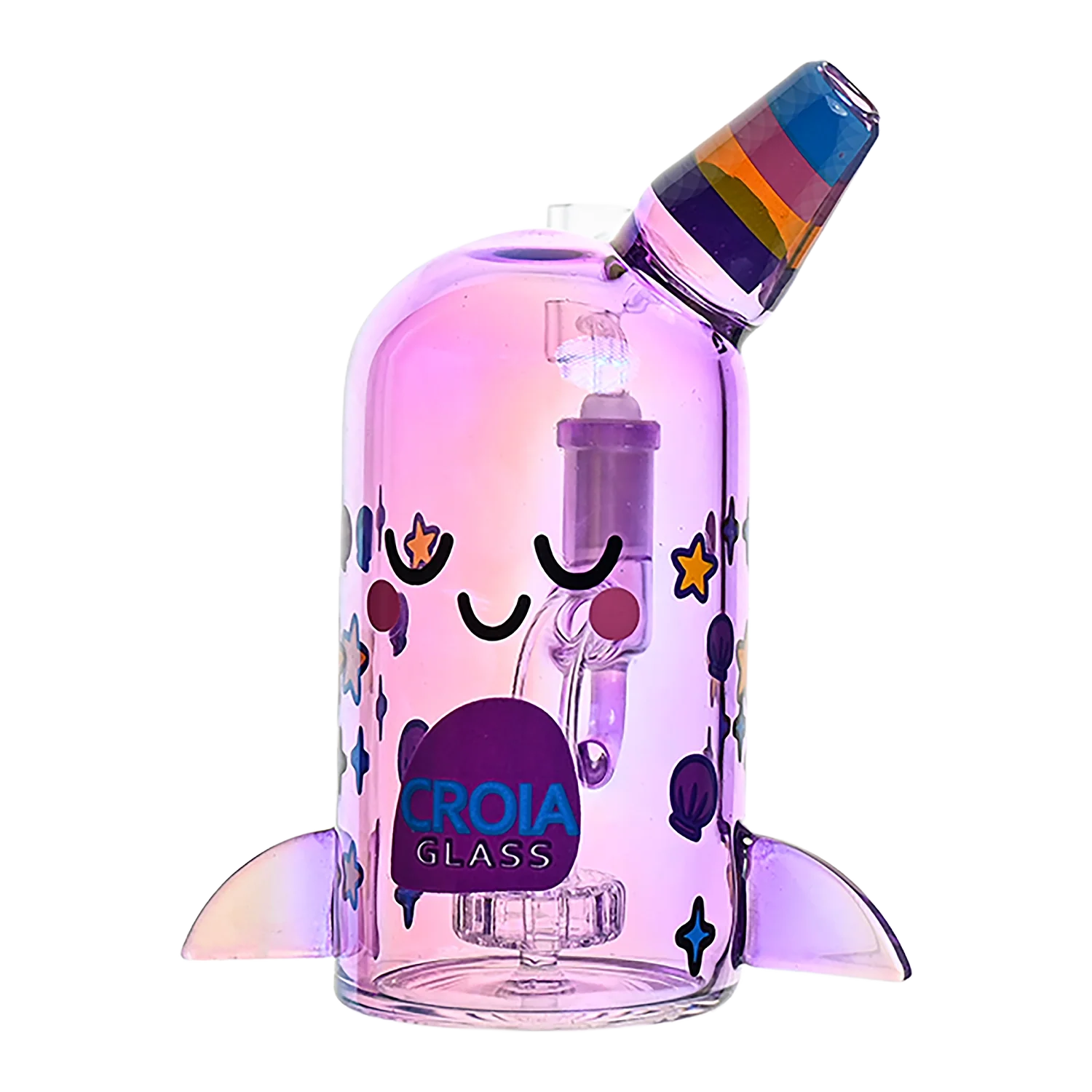 Croia Glass Cute Narwhal Dab Rig Mini Showerhead Perc Rig