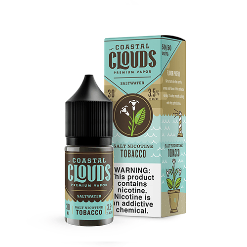 coastal clouds saltwater tobacco 30ml nic salt vape juice