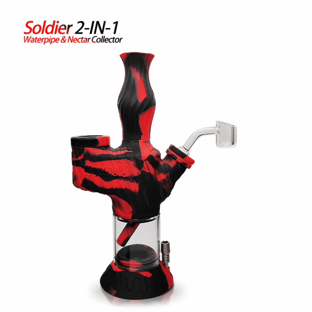 Beginner's Guide: How to dab Waxmaid Soldier 2 in 1 Water Pipe & Nectar Collector Safely? 2 Soldier 2 IN 1 Waterpipe Nectar Collector Red Black 01