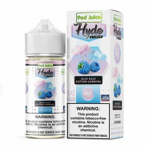 Pod Juice x Hyde Blue Razz Cotton Carnival TF 100ml Vape Juice