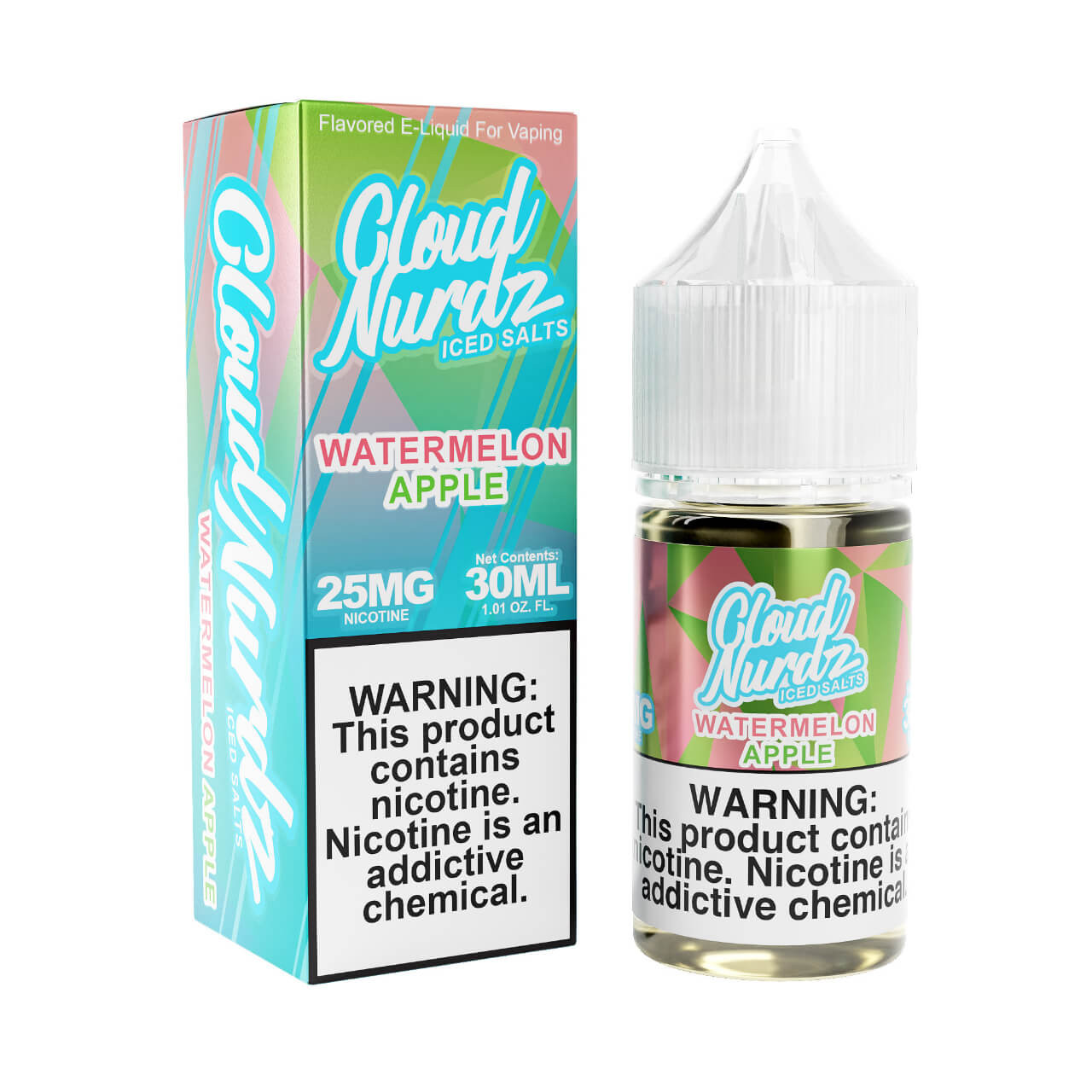 Cloud Nurdz Salts Iced Watermelon Apple Synthetic Nicotine 30ml E-Juice