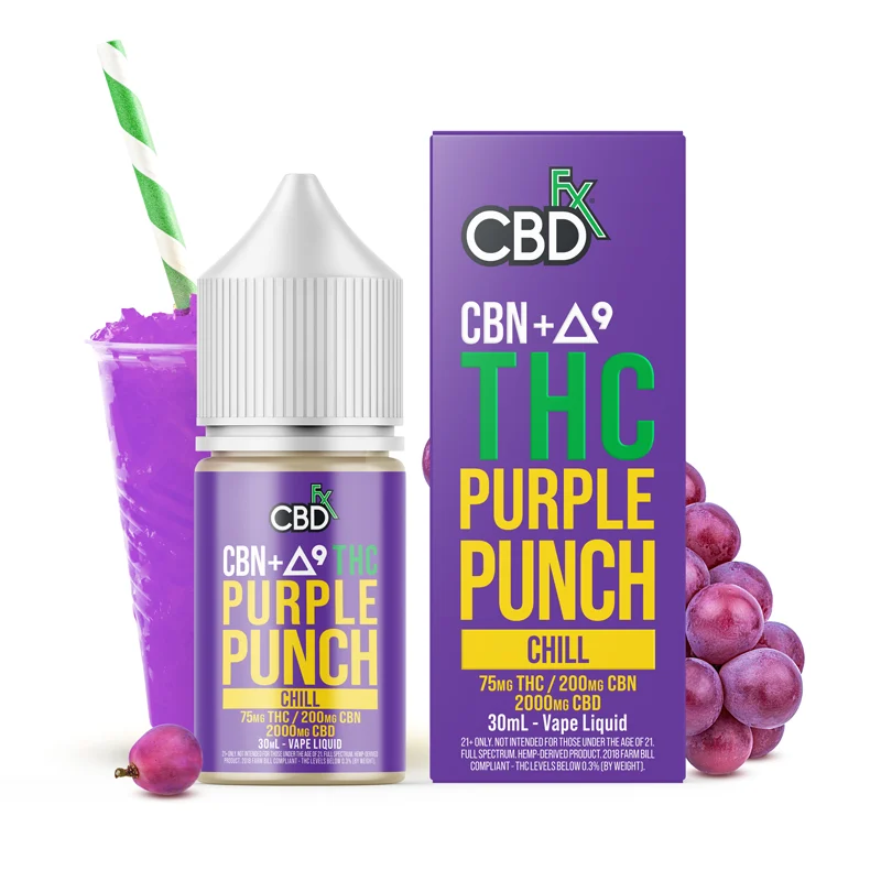CBDfx CBN + Delta-9 THC Vape Juice: Purple Punch