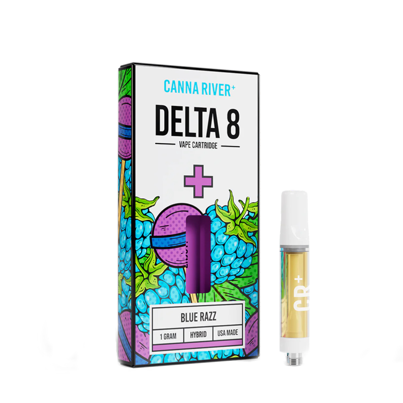 THC Vape – Blue Razz D8 Cartridge – 1g – By Canna River