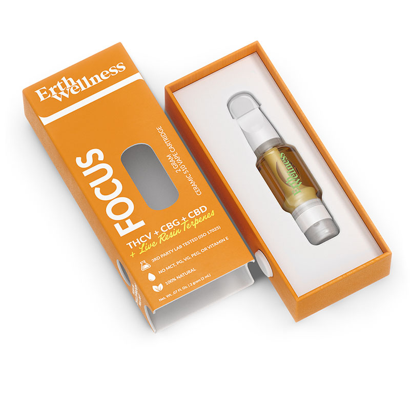 THC Cartridge – THCV:CBG:CBD Live Resin Disposable Cartridge – Focus Blend – 2g – By Erth Wellness