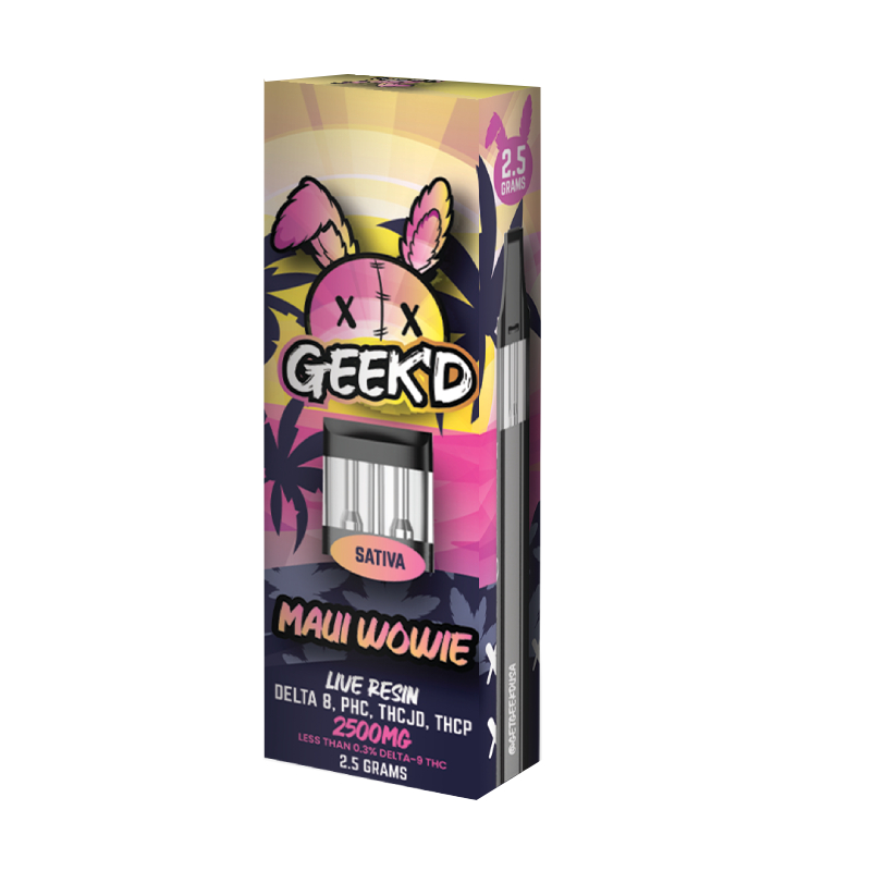 Weed Pen – Maui Wowie Live Resin D8 Disposable + PHC + THCP + THCJD – 2.5g – By Geek’d