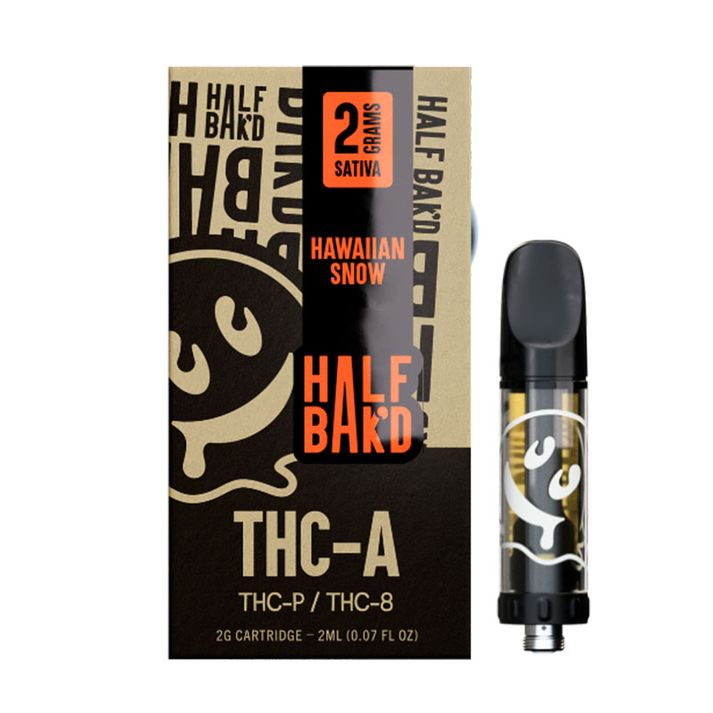 THC Cartridge – THC-A:THC-P:Delta 8 Cartridge – Hawaiian Snow (Sativa) – 2g – By Half Bak’d