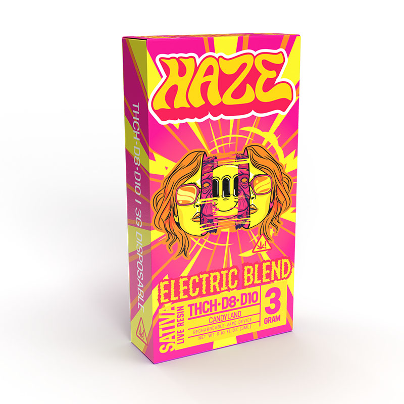 THC Vape Pen – THCH:D8:D10 Device – Sativa Electric Blend Candyland – 3g – By Haze