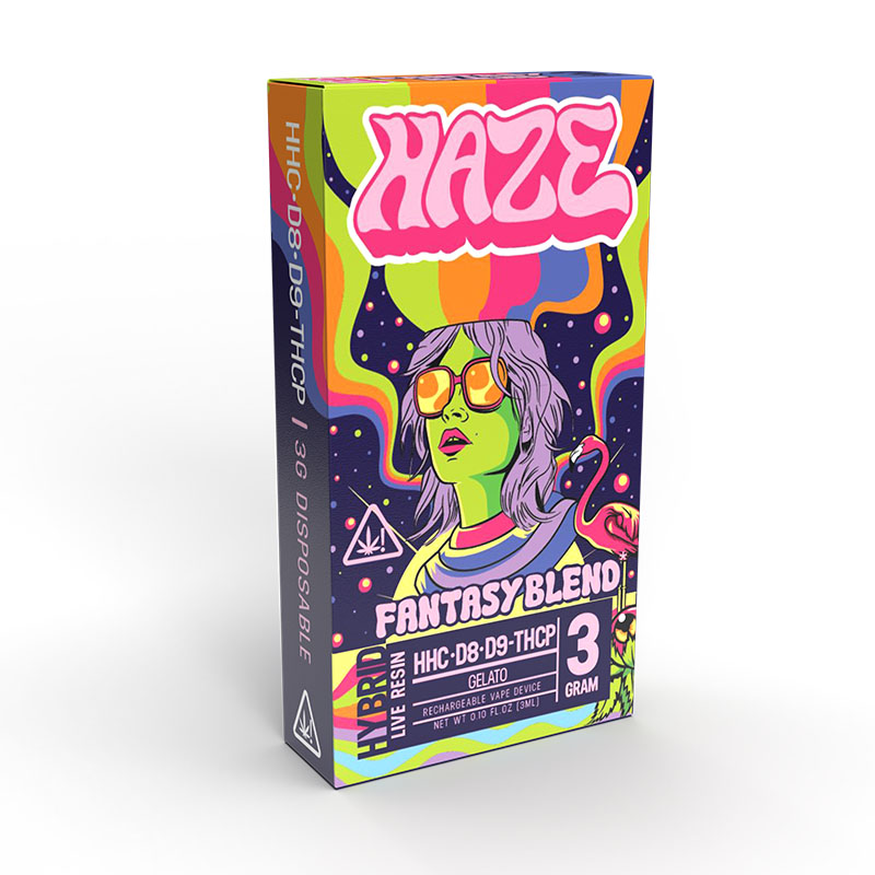 THC Vape Pen – THCP:HHC:D8 Device – Hybrid Fantasy Blend Gelato – 3g – By Haze