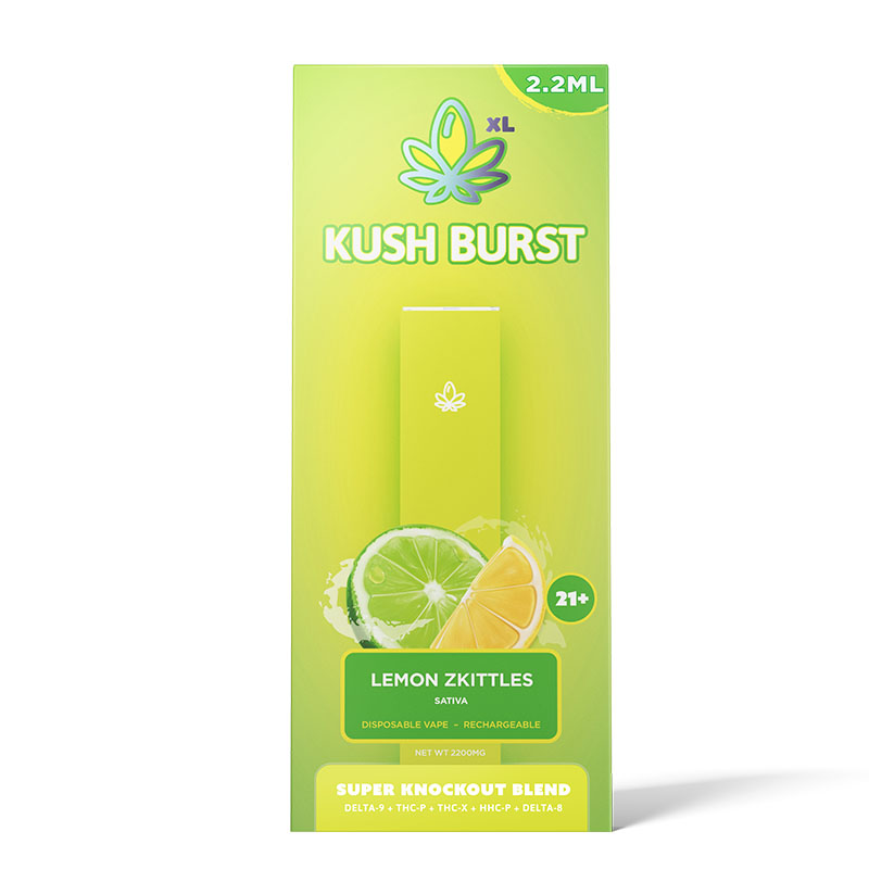 THC Vape Pen – Super Knockout 2.2ml THC Disposable – Lemon Zkittles – 2200mg – By Kush Burst