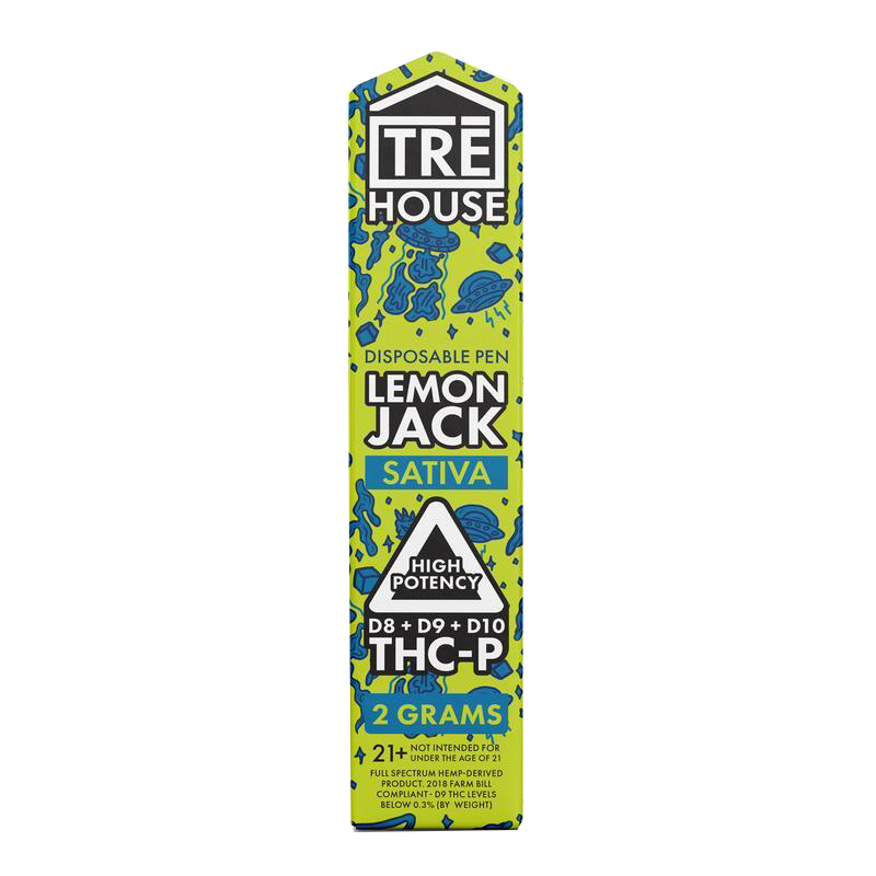 THC-P Vape Pen + D8 + D9 + D10 – Lemon Jack – Sativa 2g – TRĒ House