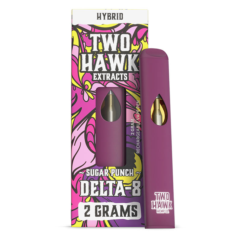 Two Hawk Hemp Co. – Delta 8 Vape – Rechargeable Disposable – Sugar Punch – 2g