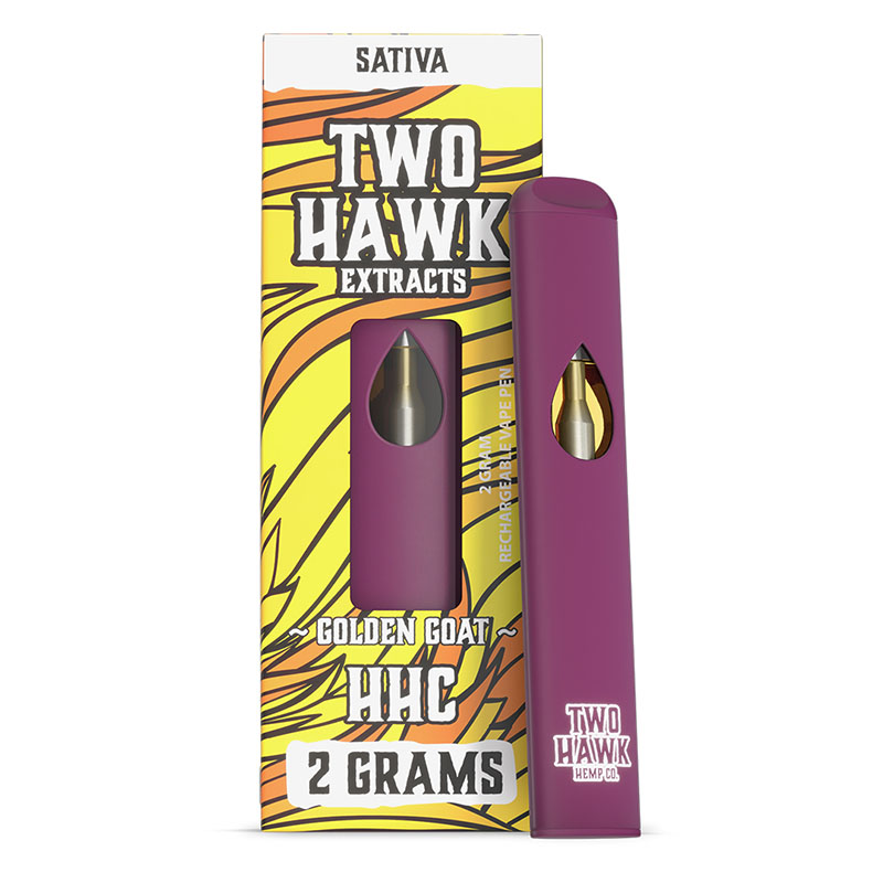 THC Vape Pen – Rechargeable HHC Disposable – Golden Goat – 2g – By Two Hawk Hemp Co.