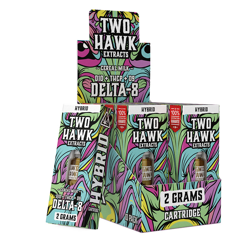 Delta Blend Cartridge – D8:D9:D10:THC P Cartridge – Cereal Milk – 2g – By Two Hawk Hemp