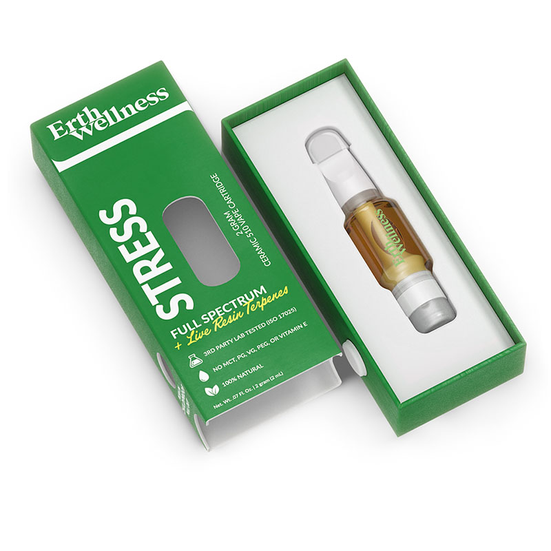 CBD Vape Cartridge – Full Spectrum Live Resin Disposable Cartridge – Stress Blend – 2g – By Erth Wellness