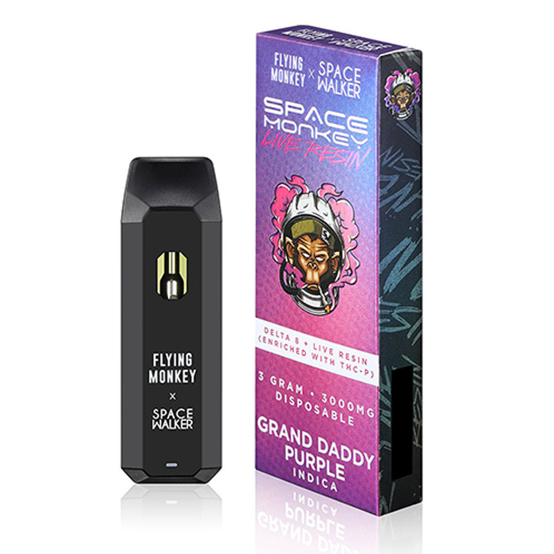 Flying Monkey x Space Walker – D8:THCP Live Resin Disposable – Grand Daddy Purp Indica – 3g
