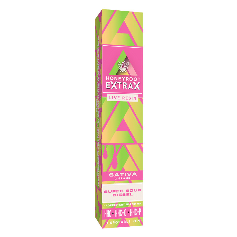 HoneyRoot Extrax – HHC Vape – HHC Live Resin Disposable Pen – Super Sour Diesel – 2g