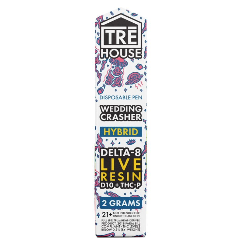 Live Resin Delta 8 Vape Pen + D10 + THC P – Wedding Crasher – Hybrid 2g – TRĒ House