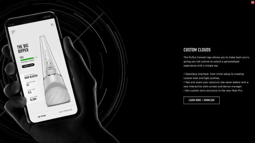 puffco peak pro app features 