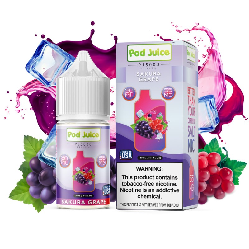 Pod Juice Sakura Grape PJ5000 TF 30ml Nic Salt Vape Juice