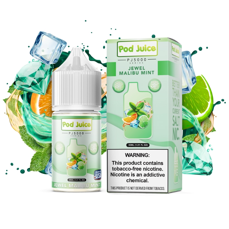 Pod Juice Jewel Malibu Mint PJ5000 TF 30ml Nic Salt Vape Juice