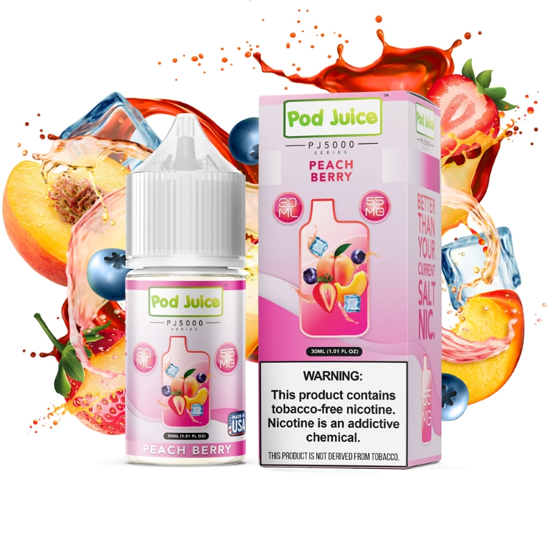 Pod Juice Peach Berry PJ5000 TF 30ml Nic Salt Vape Juice