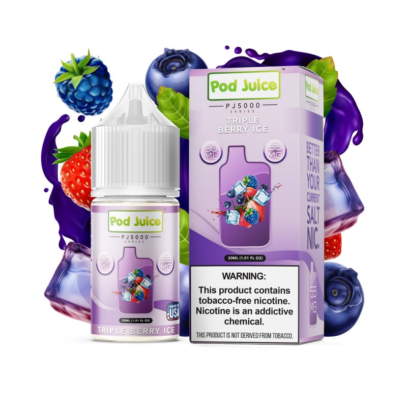 Pod Juice Triple Berry Ice PJ5000 TF 30ml Nic Salt Vape Juice